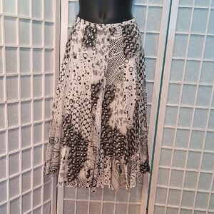 Lapis Black and White A-Line Skirt 6745